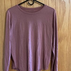 Vince Long Sleeve Crewneck Top in Mauve Pink